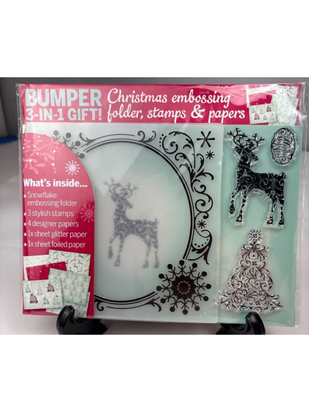 Bumper Christmas Embossing 3-In-1 Stamps Paper & Folder Kit Crafts DIY Fun
